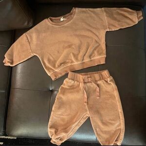 quincy mae velour 2 piece set cocoa